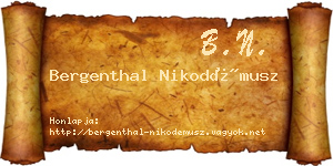 Bergenthal Nikodémusz névjegykártya